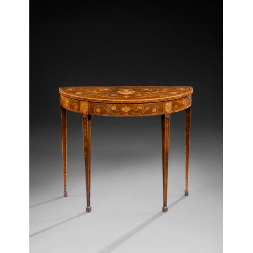 A George III Period Marquetry Demi Lune Side Table